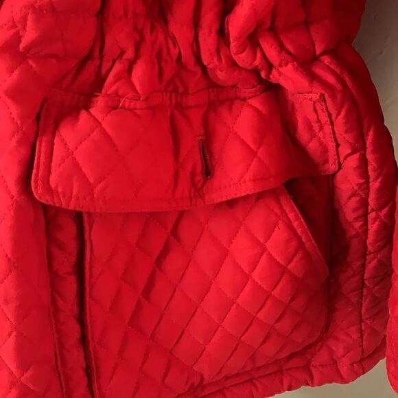EXPRESS red coat front zipper four front pockets detachable collar - Picture 3 of 8